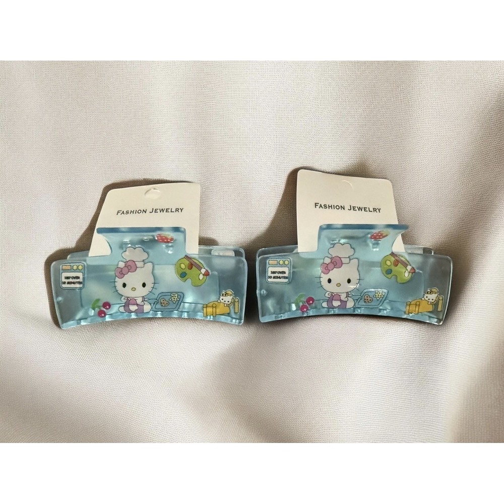 Hello Kitty Sanrio Hair Accessory jaw claw clip BLUE Kawaii. 2 pack. NEW